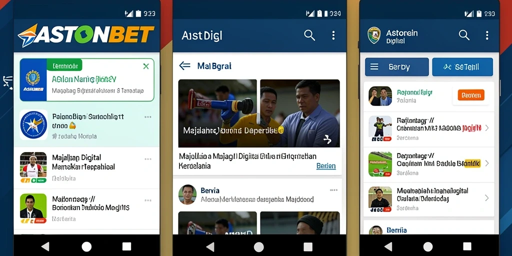 Tampilan antarmuka aplikasi Majalah Digital ASTONBET yang modern dan menarik.