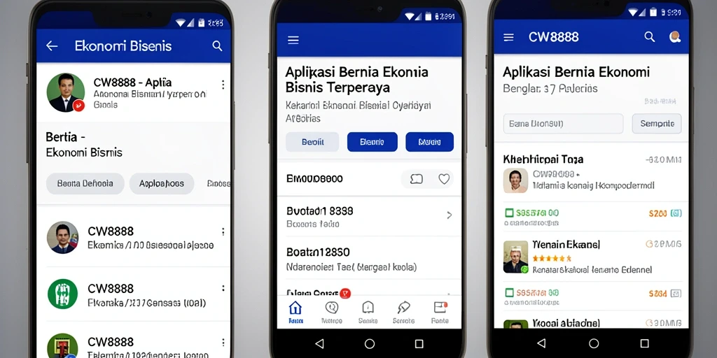 Antarmuka aplikasi CW8888 yang menampilkan berita ekonomi dan bisnis.