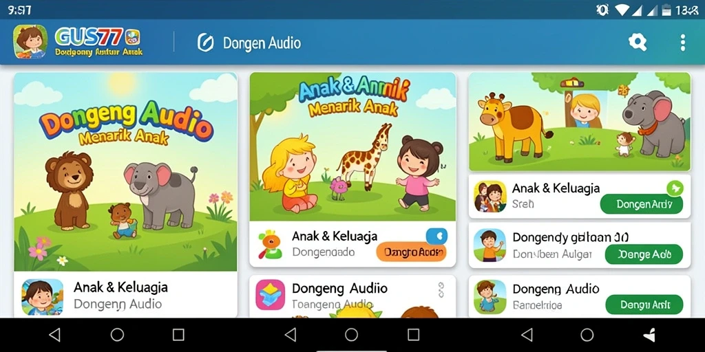 Antarmuka GUS77 yang intuitif dengan berbagai pilihan dongeng audio.
