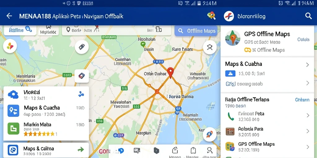 Antarmuka aplikasi MENARA188 menampilkan fungsi GPS Offline Maps yang mudah digunakan.