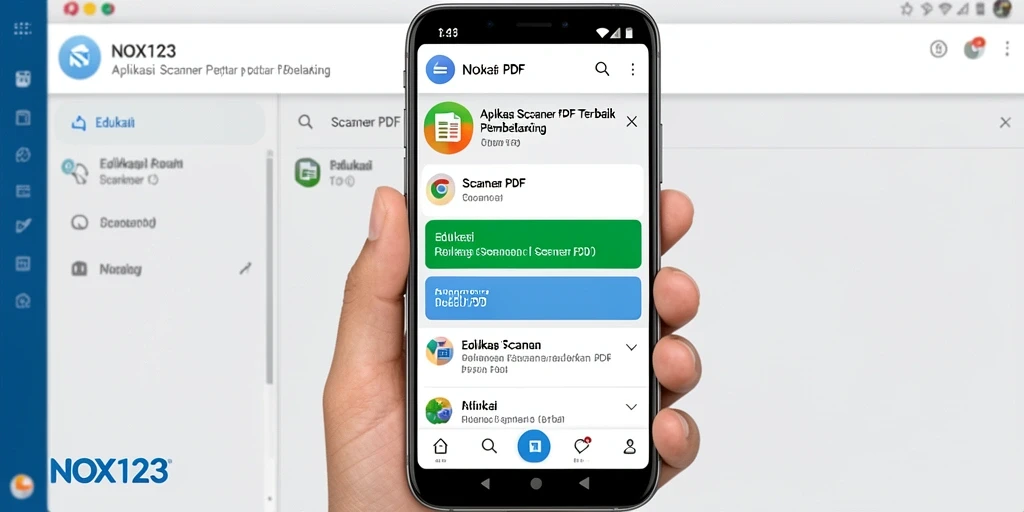 Antarmuka aplikasi NOX123 dengan fungsi Scanner PDF yang intuitif.
