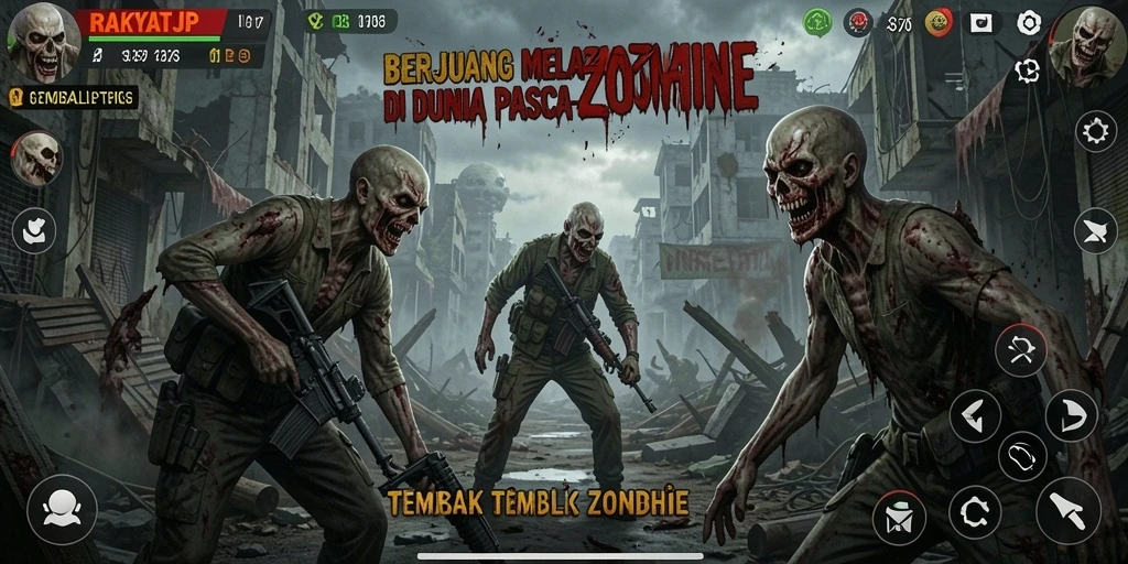 Tampilan permainan RAKYATJP yang mendebarkan saat melawan zombie.