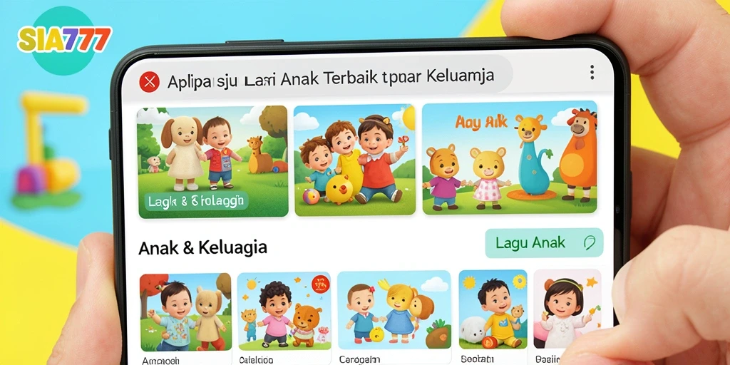 Antarmuka ceria SIA777 untuk anak dengan lagu-lagu yang mendidik.