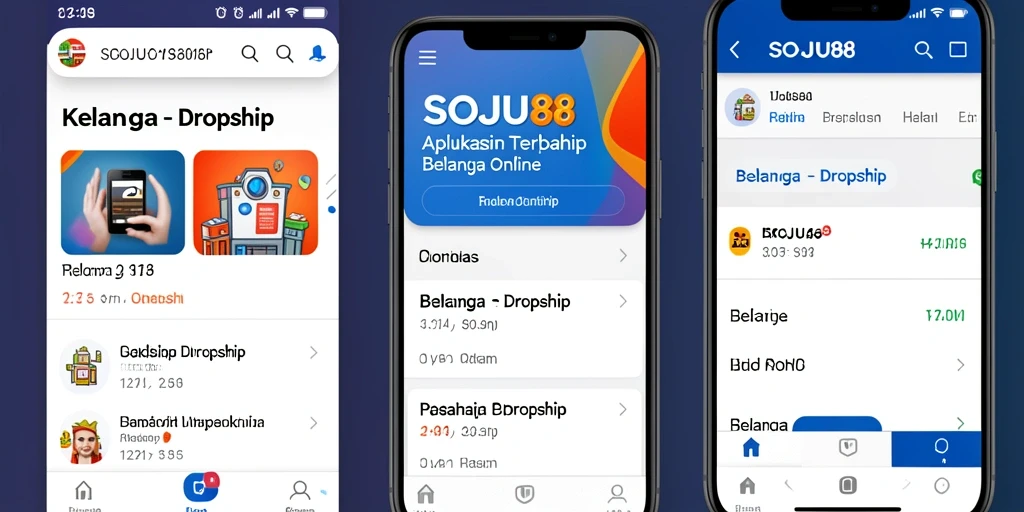 Tampilan antarmuka aplikasi SOJU88 yang user-friendly dan fungsional untuk Dropship.