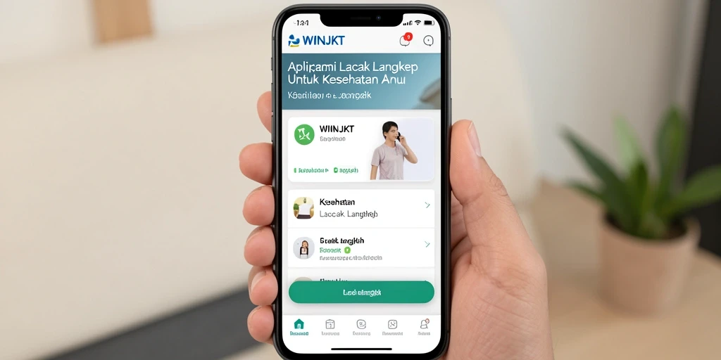Antarmuka utama WINJKT menampilkan statistik langkah dan saran aktivitas.